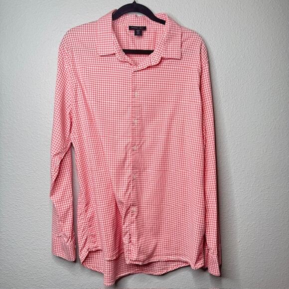 Porter & Ash Mens X-Large Lt Orange Gingham LS Button Up Shirt - Picture 1 of 14